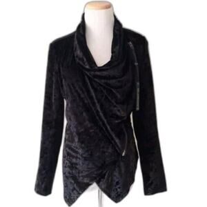 Blank NYC  black crushed velvet Private Practice Draped Moto Jacket